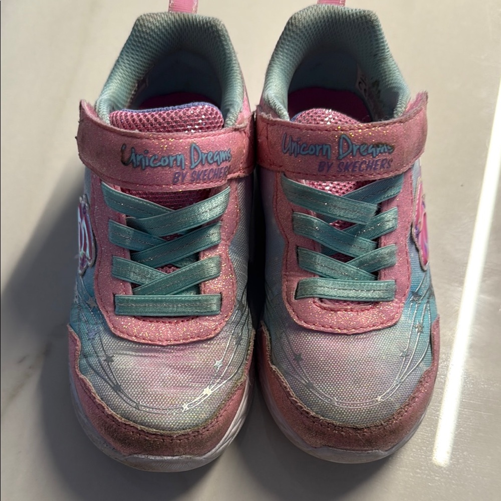 Skechers Pink and Blue Sneakers with Velcro Strap